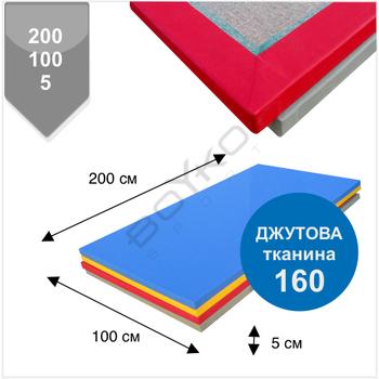 Мат Татамі BS - низ джутова тканина, рисова соломка, ПВВ щільність 160, 5х100х200см, синій