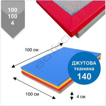 Мат Татамі BS - низ джутова тканина, рисова соломка, ПВВ щільність 140, 4х100х100см, синій