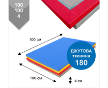Мат Татамі BS - низ джутова тканина, рисова соломка, ПВВ щільність 180, 4х100х100см, синій